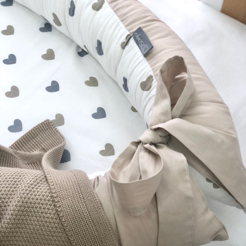 Кокон Baby Design Сердечка сіро-бежеві - 4