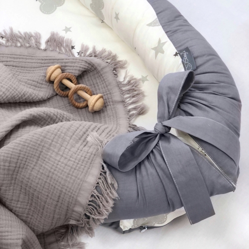 Кокон Baby Design Хмаринки сірі з місяцем - 2