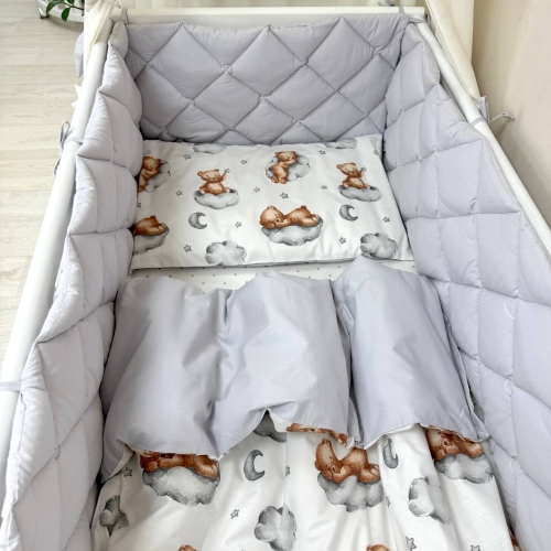 Комплект постільної білизни для новонародженого Baby Mix Тедді сірий - 2
