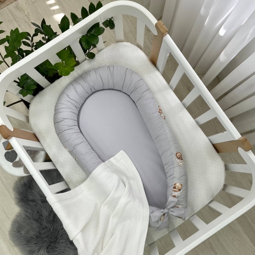 Кокон Baby Design Мишка в одеяле на сером - 3