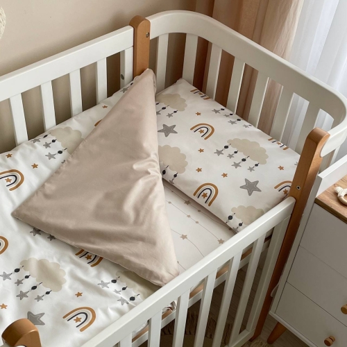 Сменная постель Baby Mix Облака со звездочками бежевые - 2