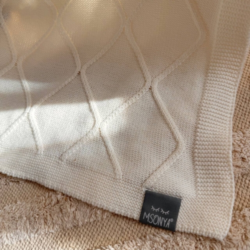 Плед вязаный Ромбы айвори - 3