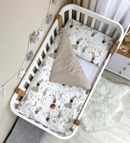 Змінна постіль Baby Mix Зайці на драбинці бежевий - 2