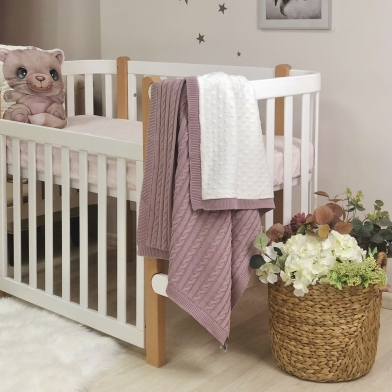 Плед в'язаний Wellsoft Коса суха троянда