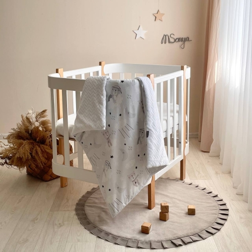 Плед-конверт с одеялом на Minky/косичка Коты в облаках серые - 1