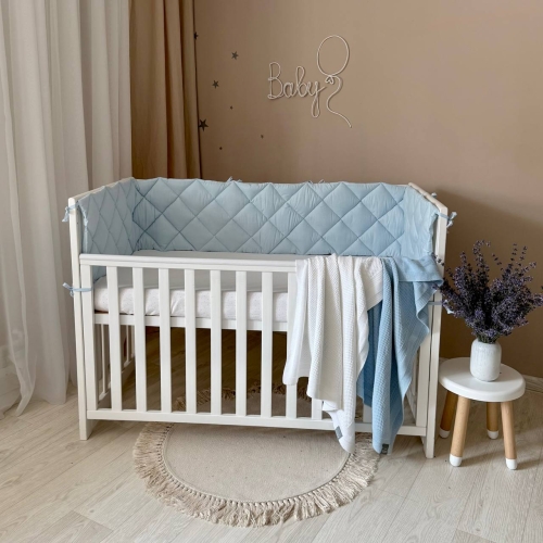 Бортик стьобаний "Baby Dream" на 3 сторони поплін блакитний - 1