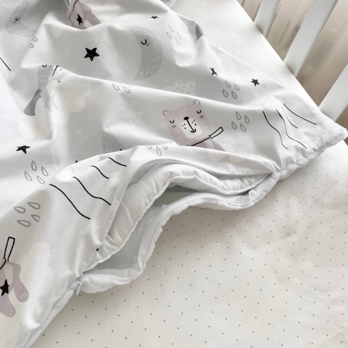 Плед-конверт с одеялом на Minky/косичка Коты в облаках серые - 3