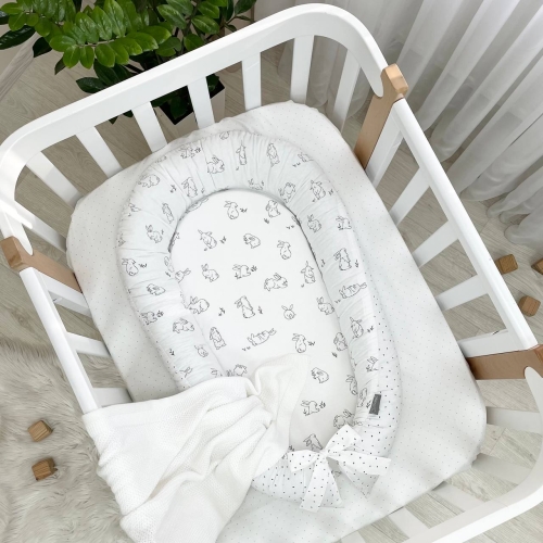 Кокон Baby Design Зайчики на белом - 1