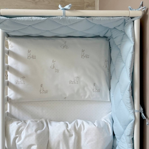 Комплект постельного белья для новорождённого Baby Dream New Зайка c собачкой бежевый/голубой - 5