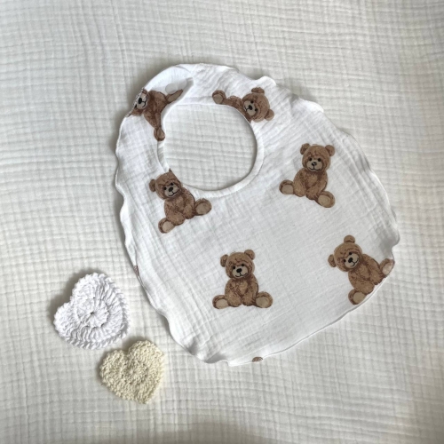 Слинявчик муслін Жатка 2-сторонній Teddy на білому білий - 1