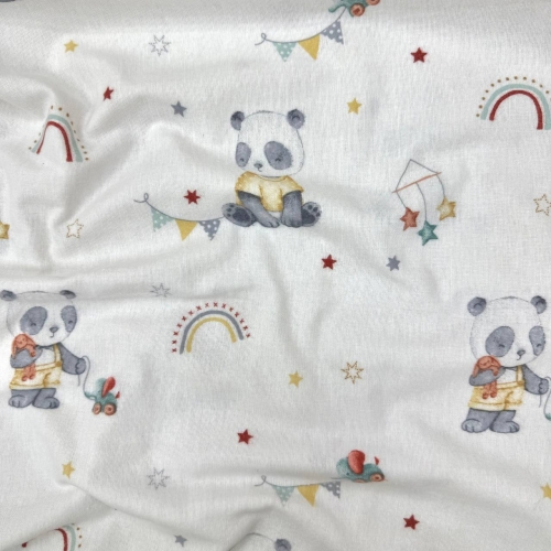 Пелёнка фланель Панды с игрушками серые - 3