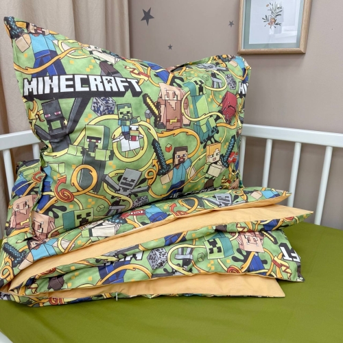 Комплект постільної білизни підліток 1,5 Minecraft/гірчиця (підковдра+наволочка) - 9