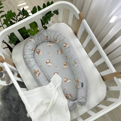 Кокон Baby Design Мишка в одеяле на сером - 1