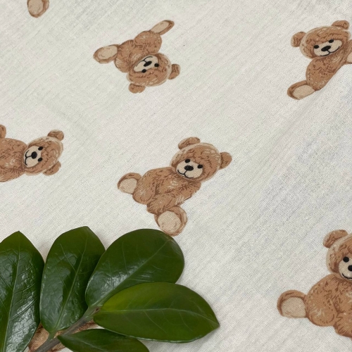 Плед муслін жатка двошаровий з бахромою Teddy на молочному - 4
