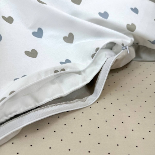 Комплект постільної білизни для новонародженого Baby Mix Сіро-бежеві сердечка - 10