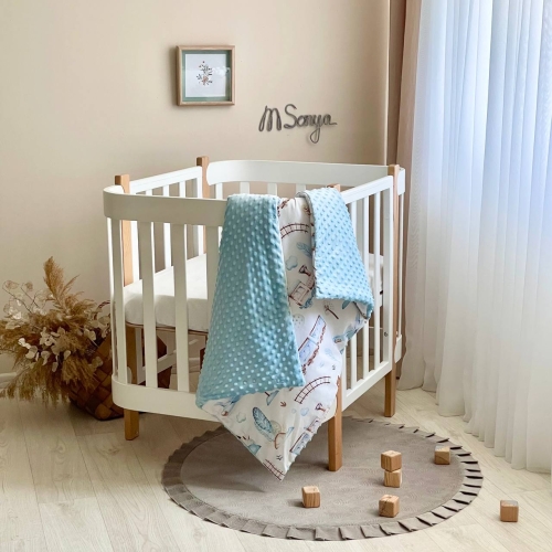 Плед-конверт з ковдрою на Minky Паровозики - 1