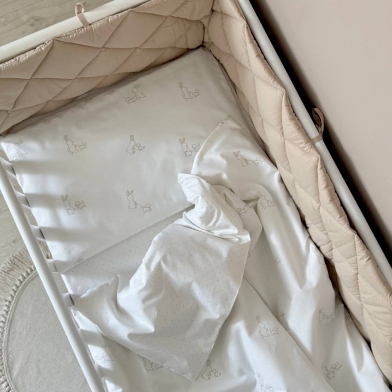 Комплект постільної білизни для новонародженого Baby Dream New Зайка із собачкою бежевий/бежевий