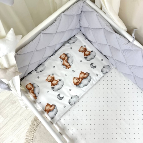 Комплект постільної білизни для новонародженого Baby Mix Тедді сірий - 9