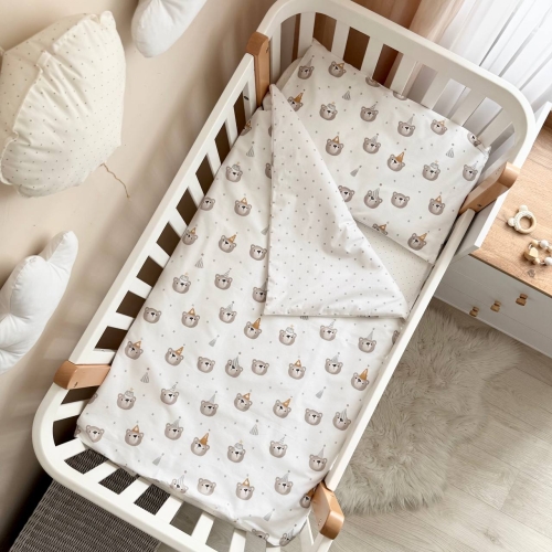 Сменная постель Baby Mix Мишки в колпачках серые - 2