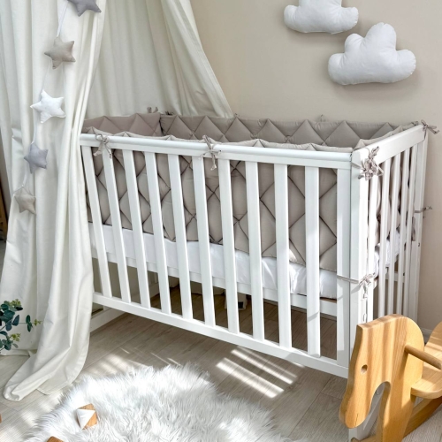 Комплект постельного белья для новорождённого Baby Mix Зайцы на лесенке бежевый - 5