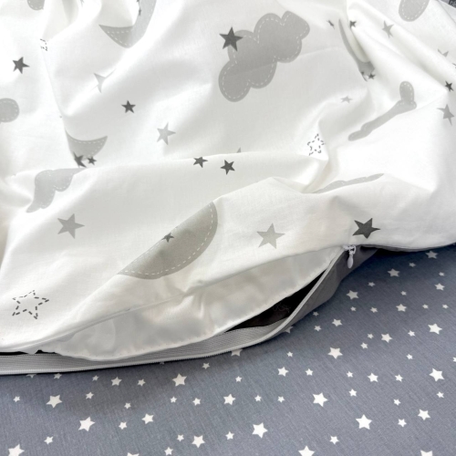 Комплект постельного белья для новорождённого Baby Mix Облака серые с месяцем, цвет серый - 8