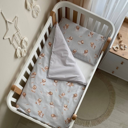 Сменная постель Baby Mix Мишка в одеяле на сером - 3