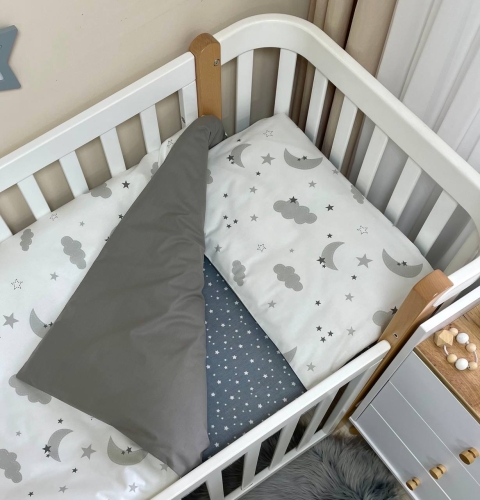 Сменная постель Baby Mix Облака серые с месяцем - 3