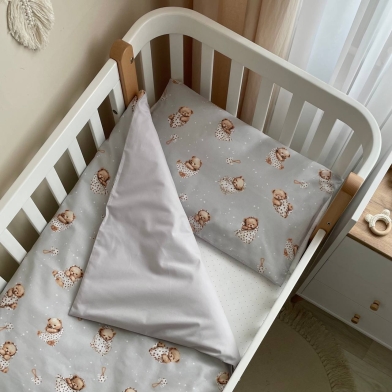 Змінна постіль Baby Mix Ведмедик у ковдрі на сірому