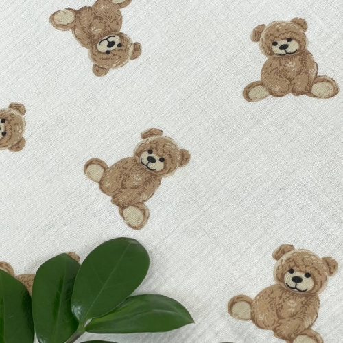 Плед муслін жатка двошаровий з бахромою Teddy на білому - 3