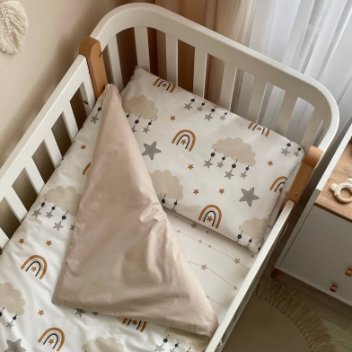 Змінна постіль Baby Mix Хмаринки із зірочками бежеві