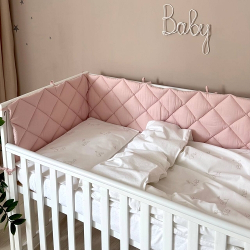 Комплект постельного белья для новорождённого Baby Dream New Зайка c собачкой бежевый/пудра - 5