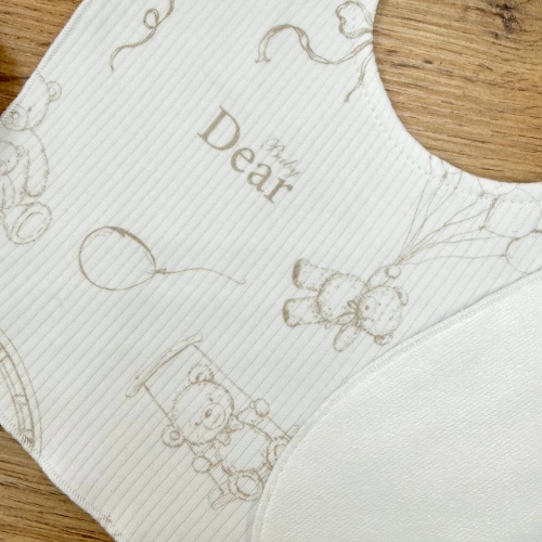Слинявчик трикотаж-рубчик/непромокаюча мембрана "Baby Dear" бежевий - 2