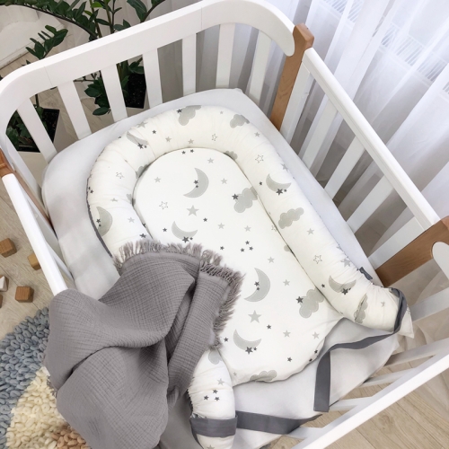 Кокон Baby Design Хмаринки сірі з місяцем - 4