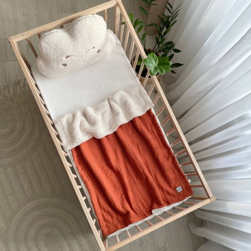 Плед муслін на хутрі Teddy теракот - 2