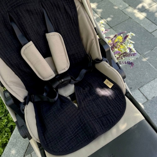 Вкладиш у автокрісло/візочок муслін чорний - 4