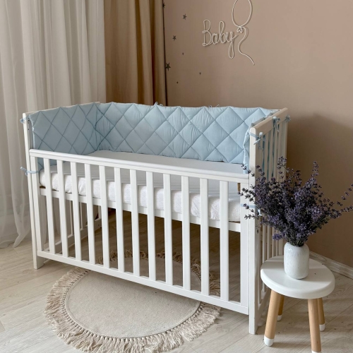 Бортик стьобаний "Baby Dream" на 3 сторони поплін блакитний - 2