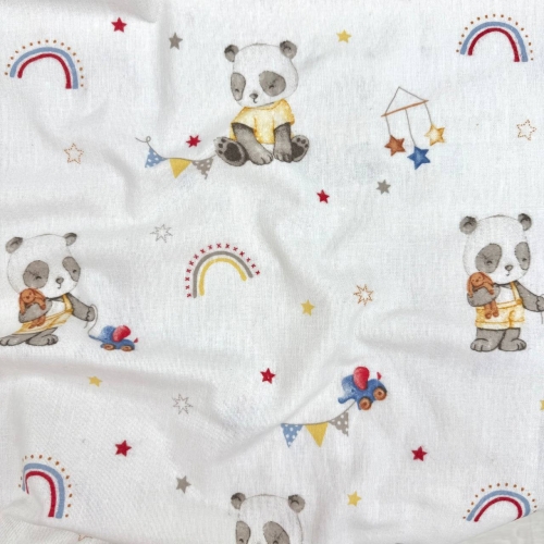 Пелёнка фланель Панды с игрушками бежевые - 3