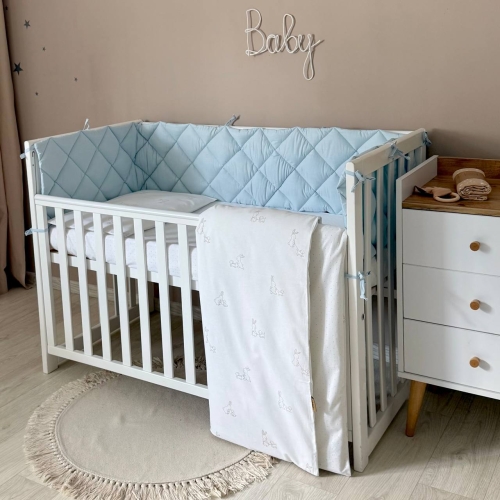 Комплект постельного белья для новорождённого Baby Dream New Зайка c собачкой бежевый/голубой - 2