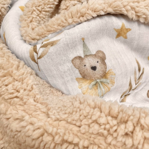 Плед муслін на хутрі Teddy Ведмедики в ковпачках - 5