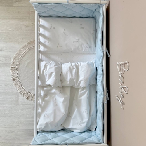 Комплект постельного белья для новорождённого Baby Dream New Зайка c собачкой бежевый/голубой - 3
