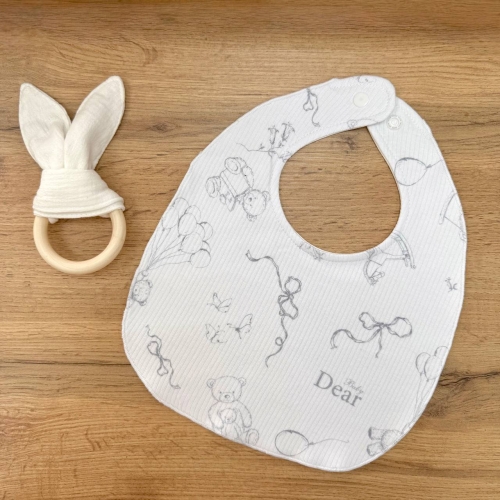 Слинявчик трикотаж-рубчик/непромокаюча мембрана "Baby Dear" сірий - 1