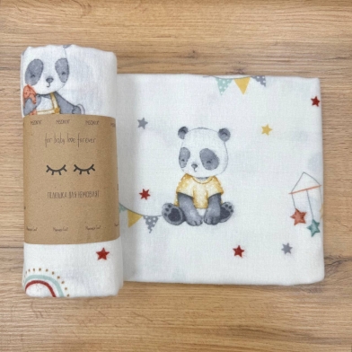Пелёнка фланель Панды с игрушками серые