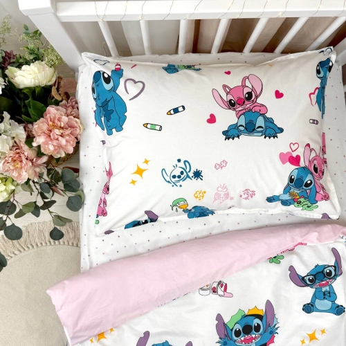 Комплект постельного белья подросток 1,5 Stich/рожевий (пододеяльник+наволочка) - 2