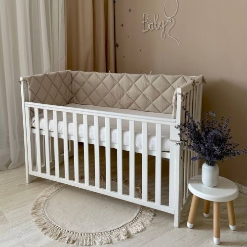 Бортик стеганый "Baby Dream" на 3 стороны поплин капучино - 2