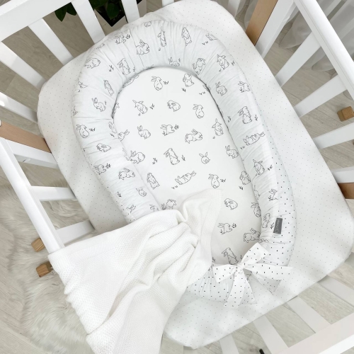 Кокон Baby Design Зайчики на белом - 2