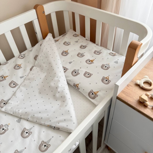 Сменная постель Baby Mix Мишки в колпачках серые - 5