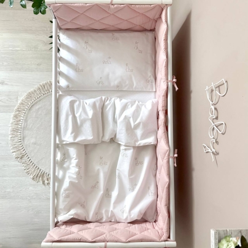 Комплект постельного белья для новорождённого Baby Dream New Зайка c собачкой бежевый/пудра - 2