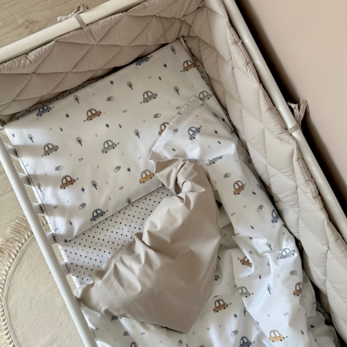 Комплект постельного белья для новорождённого Baby Dream New Машинки голубые - 1