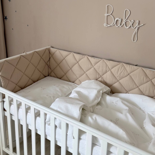 Комплект постельного белья для новорождённого Baby Dream New Зайка c собачкой бежевый/бежевый - 4