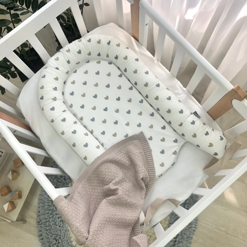 Кокон Baby Design Сердечка сіро-бежеві - 2